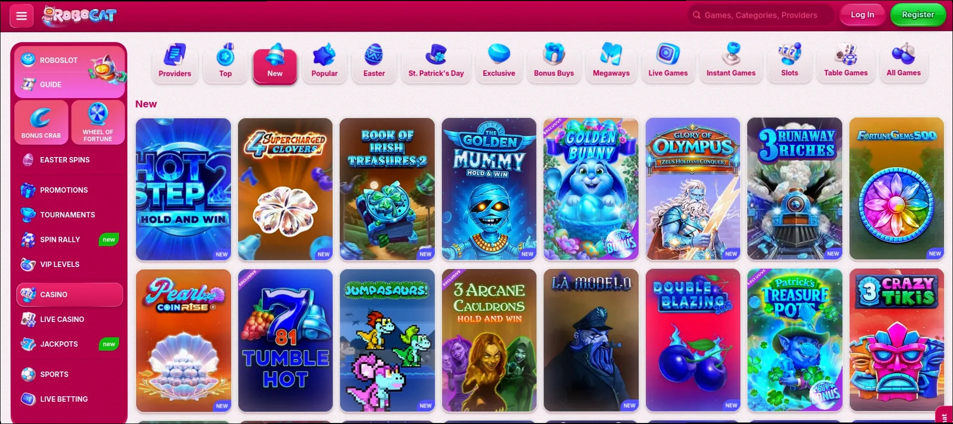 Robocat Casino 120% up to 10,000 CAD + 300 Free Spins